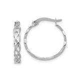14k White Gold Hoop Earrings with Polished Twist and Celtic Knot Design