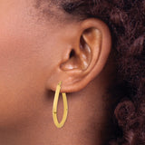 14k Yellow Gold Teardrop Hoop Earrings, Lightweight Modern Oval Design for Women