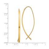 14k Yellow Gold Dangle Earrings, Ichthys Christian Fish Symbol, High Polish Finish for Women