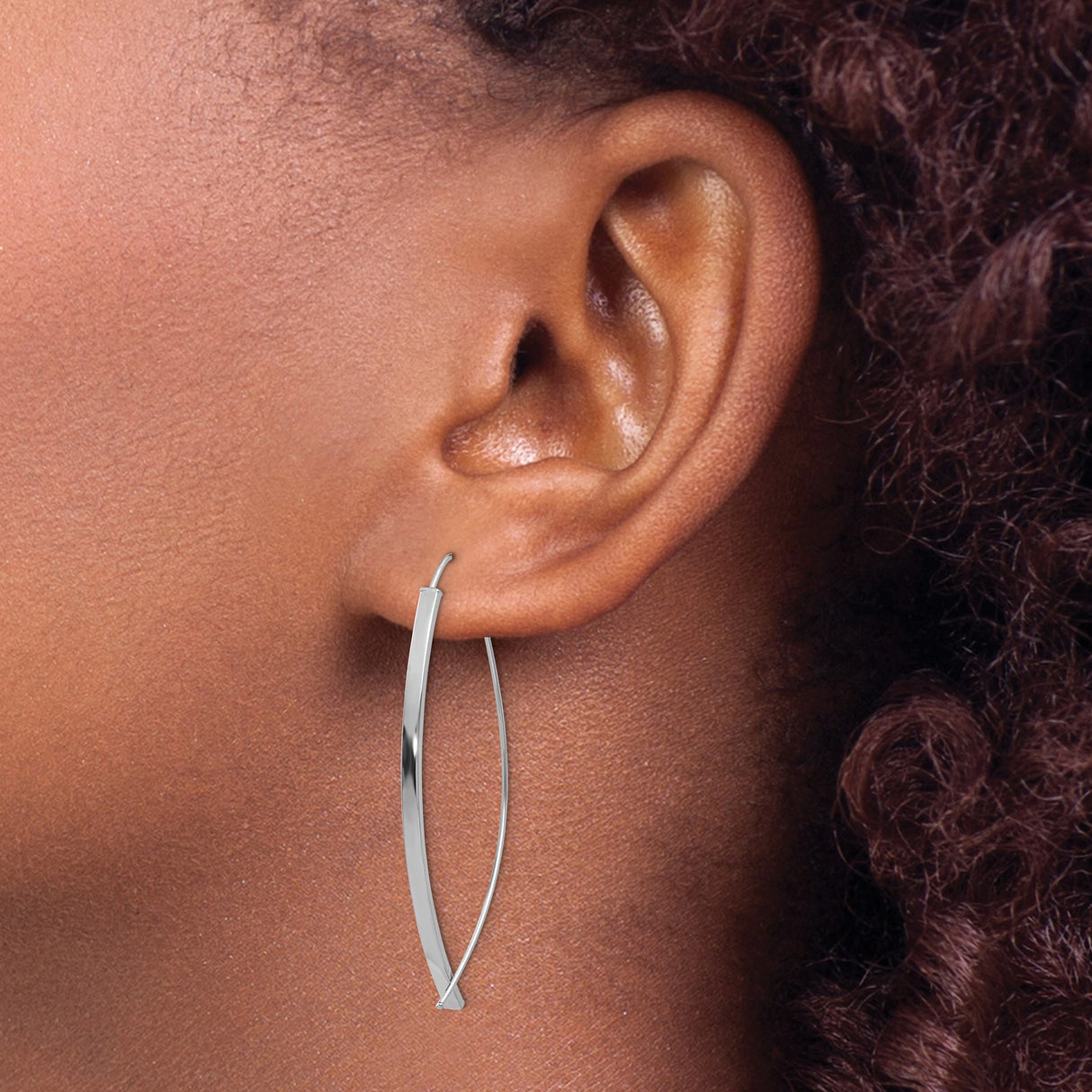 14k White Gold Hoop Earrings with Ichthys Christian Fish Symbol for Women