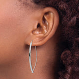 14k White Gold Hoop Earrings with Ichthys Christian Fish Symbol for Women