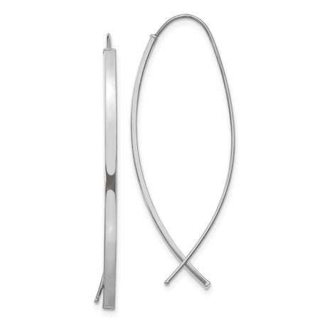 14k White Gold Hoop Earrings with Ichthys Christian Fish Symbol for Women