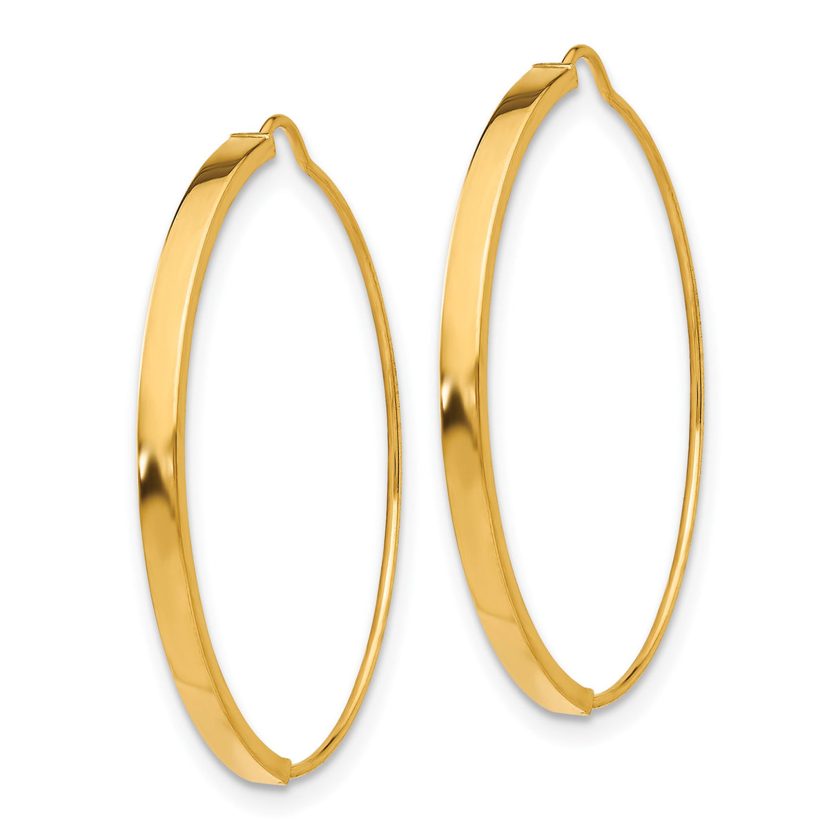14k Yellow Gold Hoop Earrings, Classic Round Polished Style, Lightweight Minimalist Design