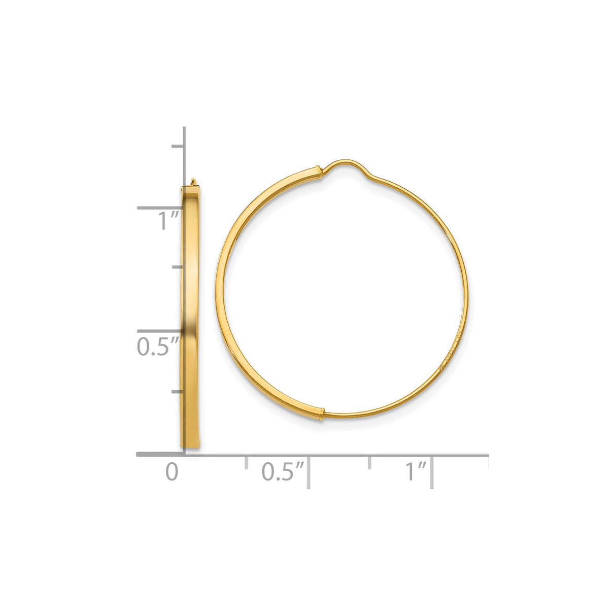 14k Yellow Gold Hoop Earrings, Classic Round Polished Style, Lightweight Minimalist Design