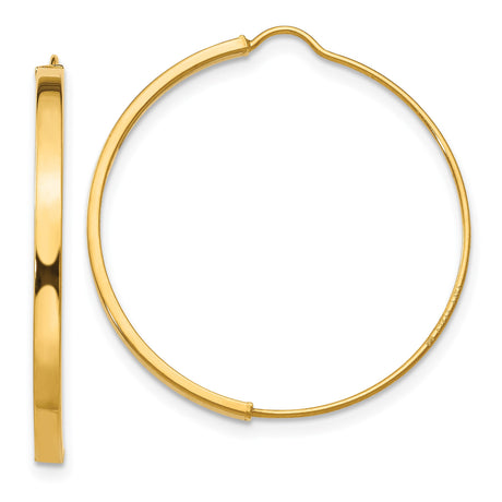 14k Yellow Gold Hoop Earrings, Classic Round Polished Style, Lightweight Minimalist Design