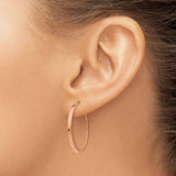 14k Rose Gold Hoop Earrings, Lightweight Medium Round Design, High Polish Finish, Minimalist Style