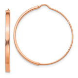 14k Rose Gold Hoop Earrings, Lightweight Medium Round Design, High Polish Finish, Minimalist Style