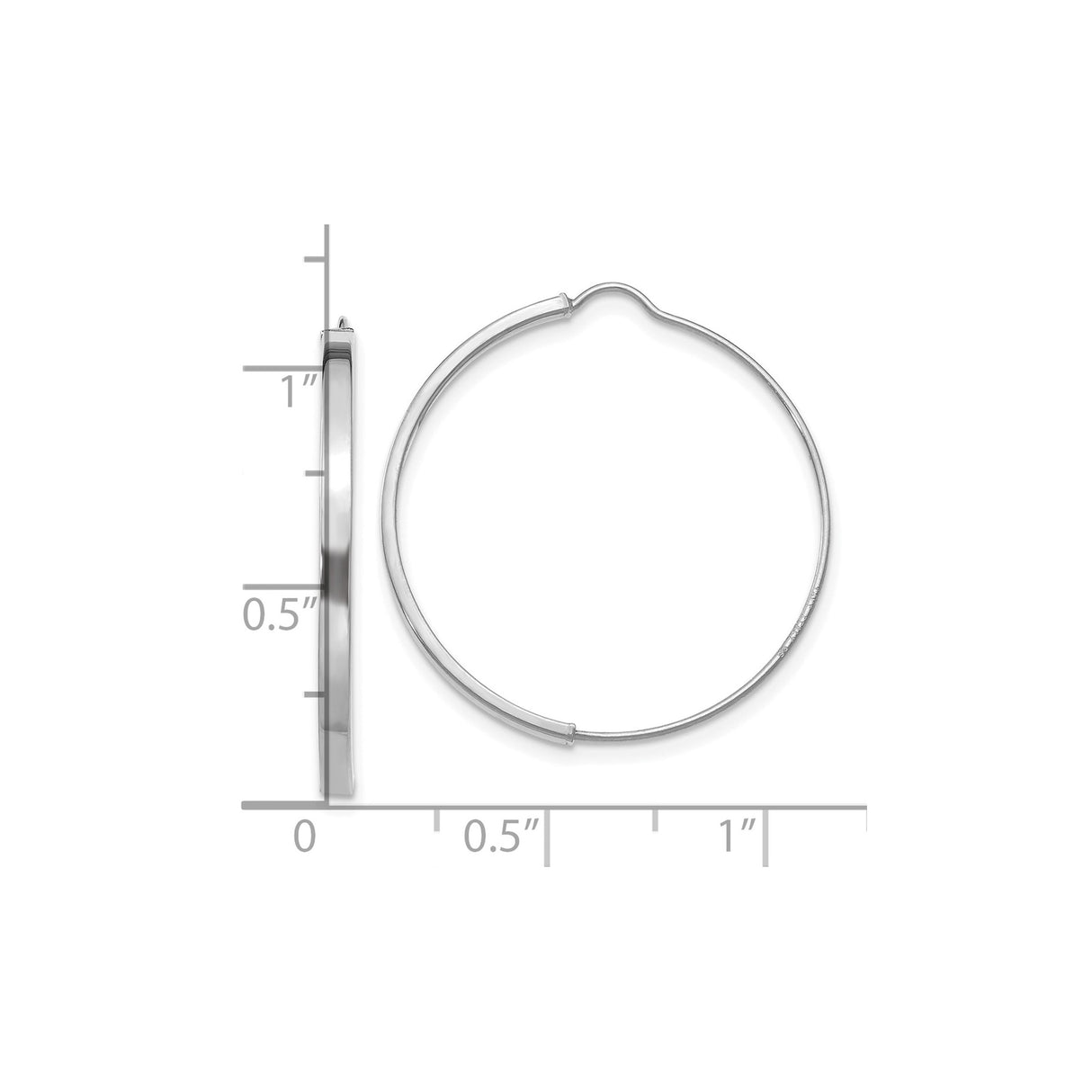 14k White Gold Hoop Earrings, Polished Finish, Lightweight Minimalist Design for Women