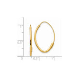 14k Yellow Gold Oval Hoop Earrings, Minimalist Polished Classic Style for Women