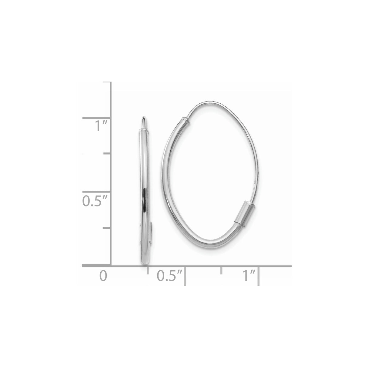 14k White Gold Oval Hoop Earrings, Polished Finish, Sleek Modern Minimalist Style for Women