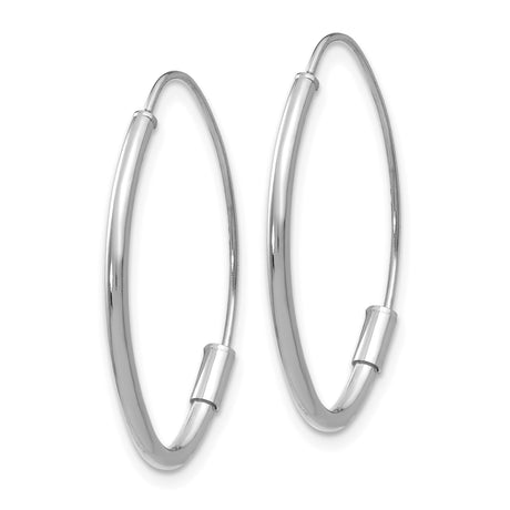 14k White Gold Oval Hoop Earrings, Polished Finish, Sleek Modern Minimalist Style for Women