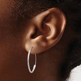 14k White Gold Oval Hoop Earrings, Polished Finish, Sleek Modern Minimalist Style for Women