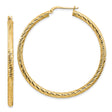 14k Yellow Gold Twisted Hoop Earrings with Diamond Cut Finish, Textured Large Round Style