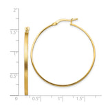 14k Yellow Gold Hoop Earrings with Satin Finish Edge and High Polish Side