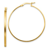 14k Yellow Gold Hoop Earrings with Satin Finish Edge and High Polish Side