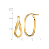 14k Yellow Gold Hoop Earrings, Twisted Teardrop Shaped Lightweight Design for Women