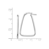 14k White Gold Trapezoid Hoop Earrings, Modern Geometric Minimalist Design for Women