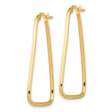 14k Yellow Gold Triangle Hoop Earrings, Geometric Minimalist Design for Women