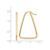 14k Yellow Gold Triangle Hoop Earrings, Geometric Minimalist Design for Women