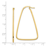 14k Yellow Gold Triangle Hoop Earrings, Geometric Minimalist Design for Women