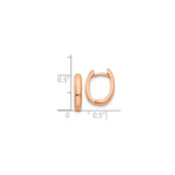 14k Rose Gold Huggie Hoop Earrings, Oval Shaped Minimalist Design for Women