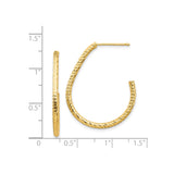 14k Yellow Gold Hoop Earrings, Textured Diamond Cut Finish, Medium Size, Lightweight Jewelry