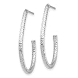 14k White Gold Twisted Diamond Cut Hoop Earrings, Textured Lightweight Polished Finish