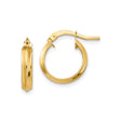 14k Yellow Gold Hoop Earrings, Beveled Edge Design with High Polish Finish, Lightweight Classic Style