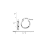 14k White Gold Hoop Earrings, Classic Round Beveled Edge Lightweight Design for Women