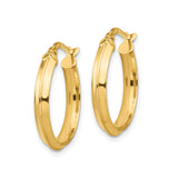 14k Yellow Gold Hoop Earrings, Faceted Edge Polished Design, Minimalist Style for Women