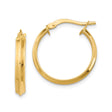 14k Yellow Gold Hoop Earrings, Faceted Edge Polished Design, Minimalist Style for Women