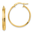 14k Yellow Gold Hoop Earrings, Classic Round Design with Beveled Edge and Latch Back Closure