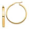 14k Yellow Gold Hoop Earrings, Medium Size with Smooth Polished Finish and Latch Back Closure