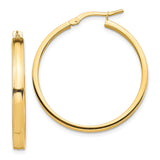 14k Yellow Gold Hoop Earrings, Medium Size with Smooth Polished Finish and Latch Back Closure