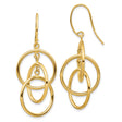 14k Yellow Gold Dangle Earrings with Interlocking Open Hoops, Lightweight Drop Design