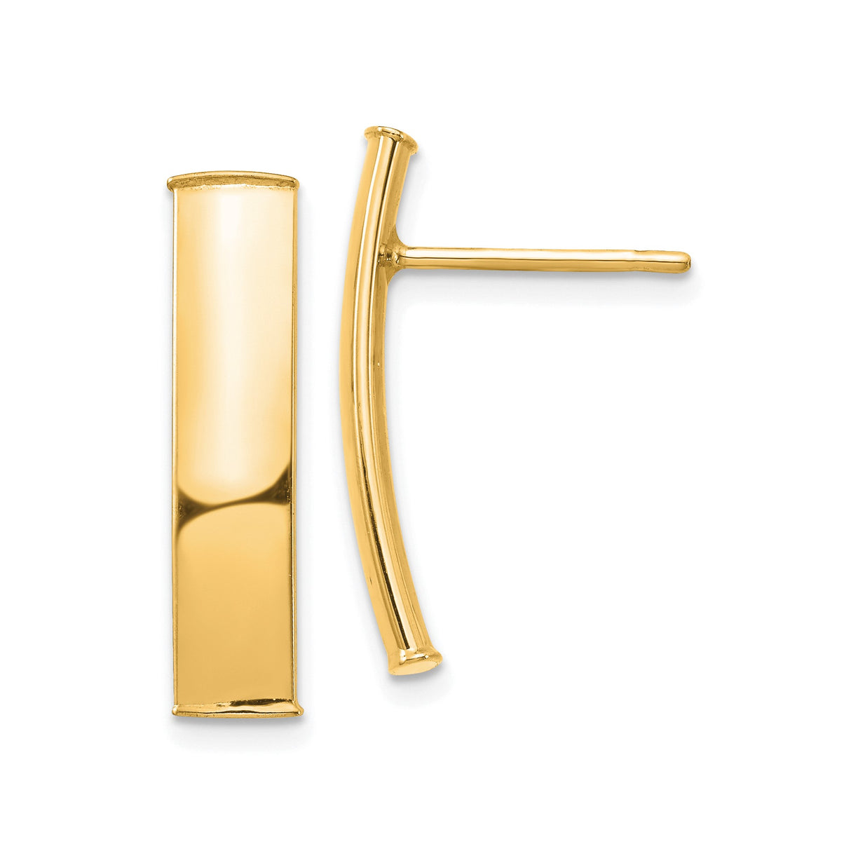 14k Yellow Gold Sideways Cross Stud Earrings, Minimalist Christian Jewelry for Women