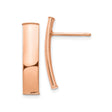 14k Rose Gold Curved Bar Stud Earrings, Minimalist Modern Design for Women