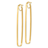 14k Yellow Gold Elongated Oval Hoop Earrings, Lightweight Minimalist Polished Design