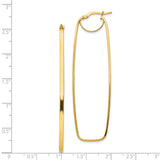 14k Yellow Gold Elongated Oval Hoop Earrings, Lightweight Minimalist Polished Design