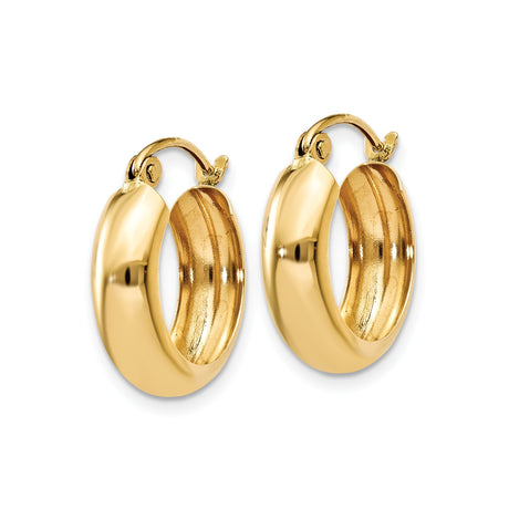14k Yellow Gold Hoop Earrings, Classic Round Design, Smooth Polished Finish, Lightweight Jewelry
