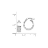 14k White Gold Hoop Earrings, Polished Finish, Medium Lightweight Snap Closure Hoops for Women