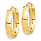 14k Yellow Gold Hoop Earrings, Classic Medium Round Hoops with Latch Back Closure