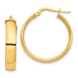 14k Yellow Gold Hoop Earrings, Classic Medium Round Hoops with Latch Back Closure