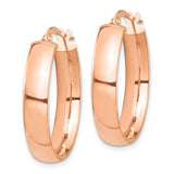 14k Rose Gold Hoop Earrings, Polished Finish, Hinged Closure, Medium Lightweight Hoops