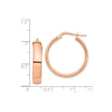 14k Rose Gold Hoop Earrings, Polished Finish, Hinged Closure, Medium Lightweight Hoops