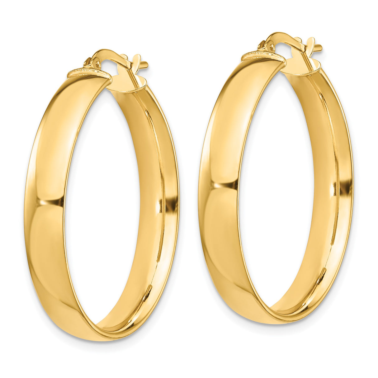 14k Yellow Gold Hoop Earrings, Smooth Polished Finish, Classic Minimalist Style for Women