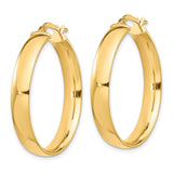 14k Yellow Gold Hoop Earrings, Smooth Polished Finish, Classic Minimalist Style for Women