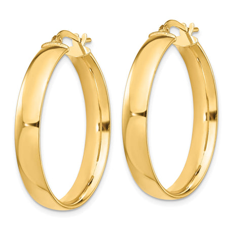 14k Yellow Gold Hoop Earrings, Smooth Polished Finish, Classic Minimalist Style for Women