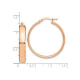 14k Rose Gold Hoop Earrings, Polished Round Hoops with Latch Back, Minimalist Design for Women