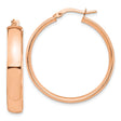 14k Rose Gold Hoop Earrings, Polished Round Hoops with Latch Back, Minimalist Design for Women